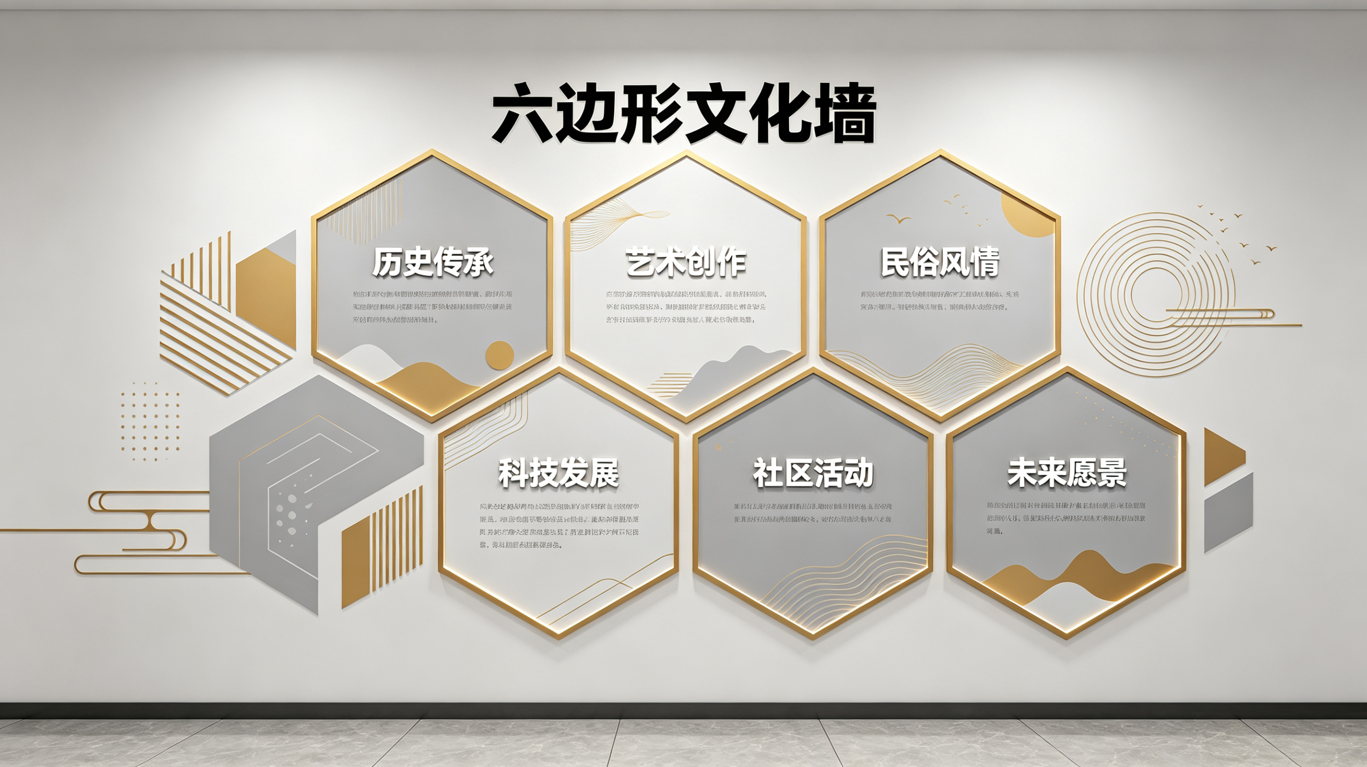 芒市企业文化墙 | 六边形信息美学